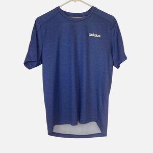 Adidas Shirt Men's Medium Blue Athletic Stretch Logo Casual Climalite Modern